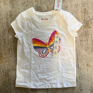 Cat & Jack White Tee with Rainbow Butterfly Graphic